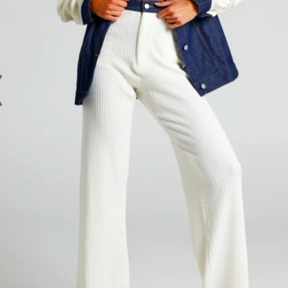 WeWoreWhat~ High Rise Wide Leg Knit Pant~ Rinse/Cream Knit~ Size 27~ BNWT